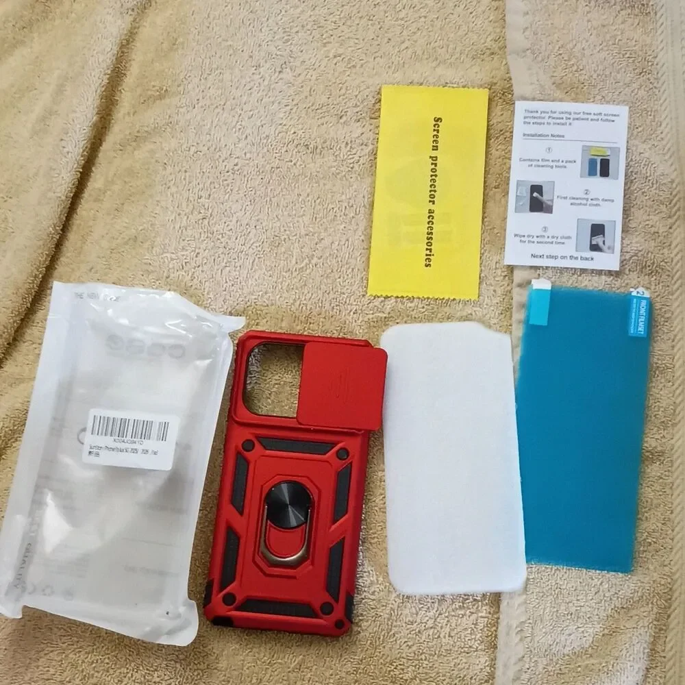 SunStory Rugged Kickstand Back Case + Screen Protector for Galaxy S25/S26 Red